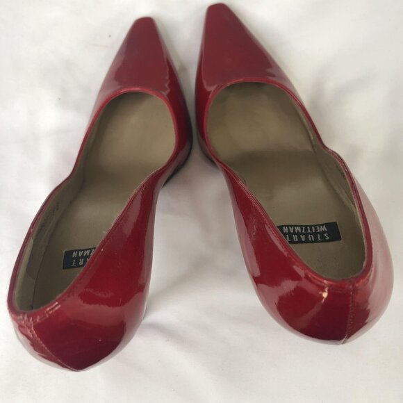 Stuart Weitzman Shoes Womens Size 5 Red Patent Leather Pointed Toe Dress Heels - Picture 11 of 16